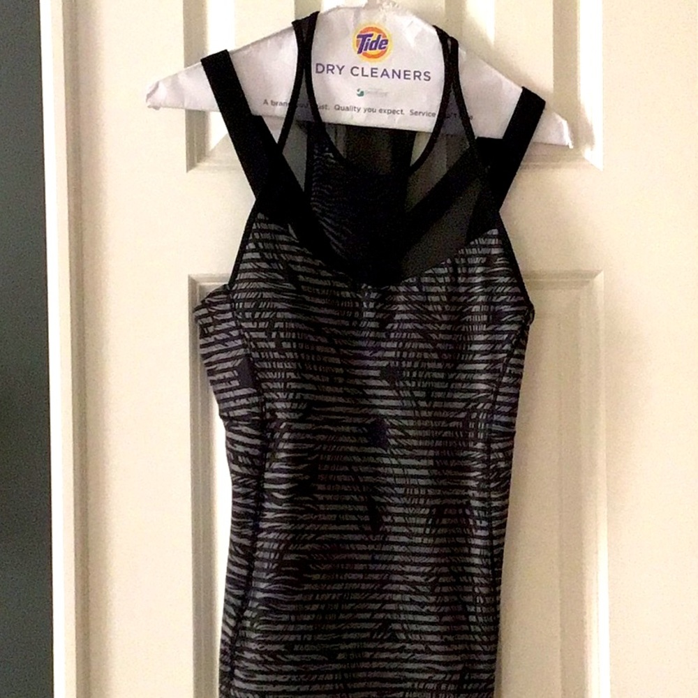 Stylish Lululemon workout top.